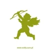 Charming cupid sticker in vibrant green, perfect for a romantic bedroom decor.