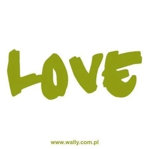 Stylish love sticker in an energetic shade of green, perfect for modern interiors or cozy spaces.