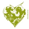 Elegant green heart sticker, perfect for a stylish boho interior.