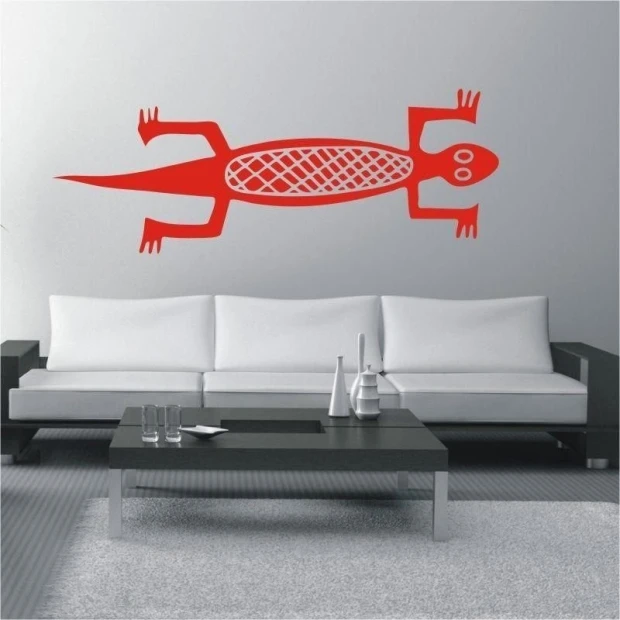 African pattern in vibrant red, perfect for a modern living room as a bold accent.