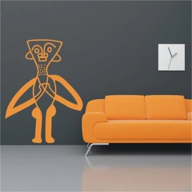 African sticker 1494 in a modern living room adds an energetic touch with its cheerful orange color.