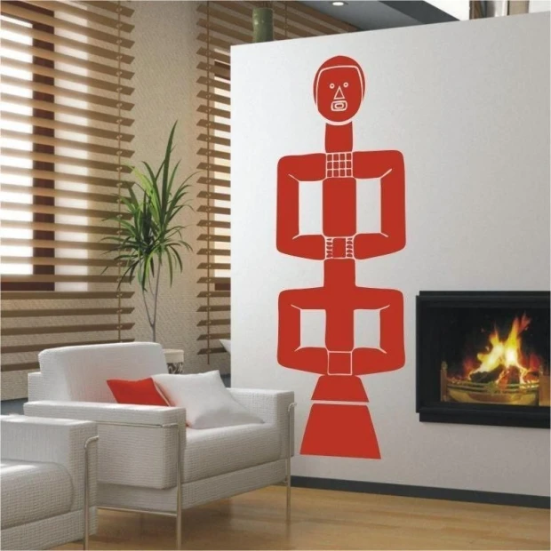 Stylish African sticker 1496 in a modern living room, adding character and warmth with its vibrant design.