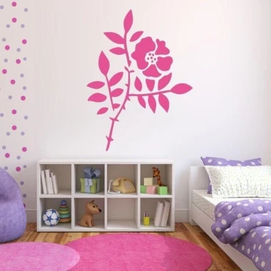 Stylish floral sticker in vibrant pink, perfect for a child\'s room, adding a cheerful touch.