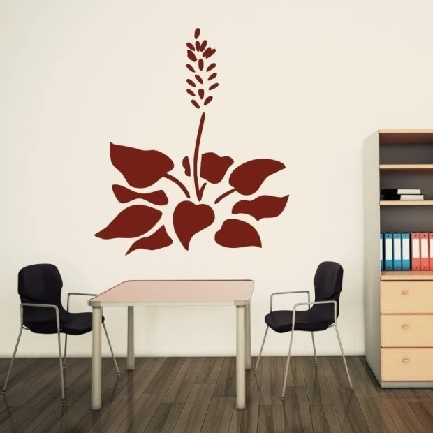 Flower sticker 1691 in a minimalist office interior, adding elegance and character to the wall.