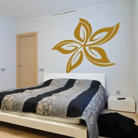Elegant flower sticker 1694 in gold, perfect for a modern bedroom, adding a cozy touch.