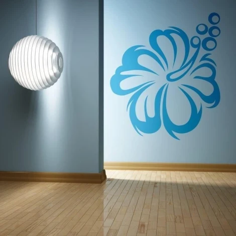 Stylish floral sticker in vibrant blue, perfect for modern interiors, adding a touch of lightness.