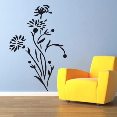 Stylish floral sticker 1689 in a cozy setting, perfect for brightening up a modern living room.