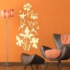 Stylish floral sticker 1693 in light colors, perfect for a modern living room with an orange wall.
