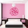 Stylish rose sticker 1697 in a pastel bedroom, adding a romantic touch to a modern nook.