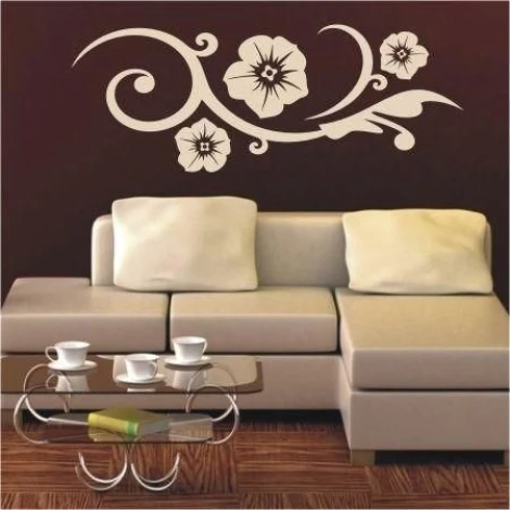 Elegant floral painting template 0985 in a stylish living room, adding charm and coziness to the space.