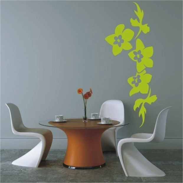 Stylish decoration for modern interiors with a floral pattern in vibrant shades of green.