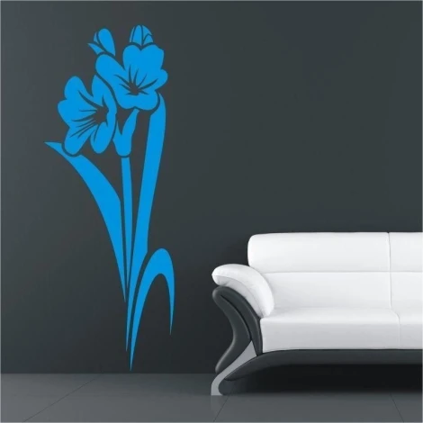 Elegant floral painting template 0989 in vibrant blue, perfect for a modern wall.