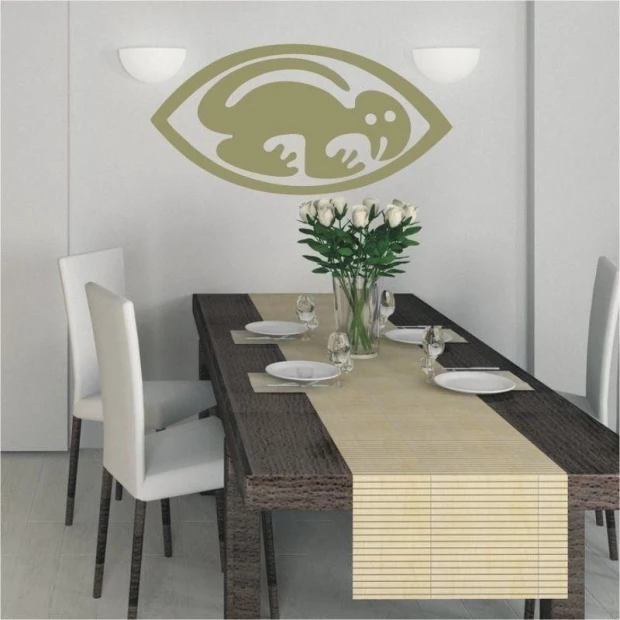 African painting template 1482 in a minimalist dining room, adding unique character and exotic flair.