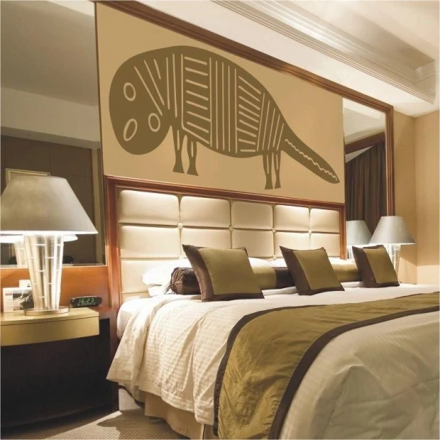 African painting template 1483 in an elegant bedroom, adding unique character and ethnic flair.