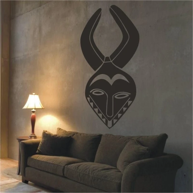 African painting template 1488 in an industrial living room, adding a distinctive accent to modern decor.