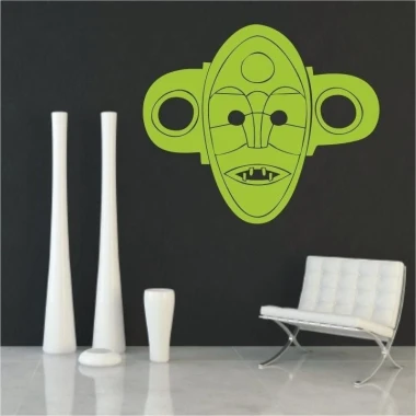African painting template 1499 in a modern living room, adding an energizing accent to a dark wall.