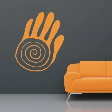 Stylish Indian sticker in vibrant orange, perfect for a modern living room.