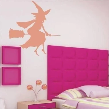 Pastel witch sticker, perfect for a colorful children\'s bedroom.