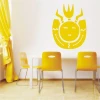 Yellow Indian painting template 1522, adding energy to a modern minimalist dining room.