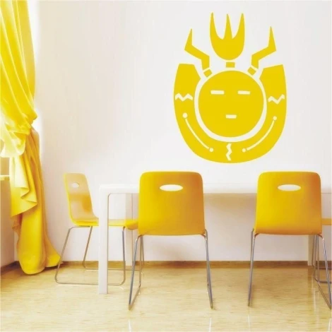 Yellow Indian painting template 1522, adding energy to a modern minimalist dining room.