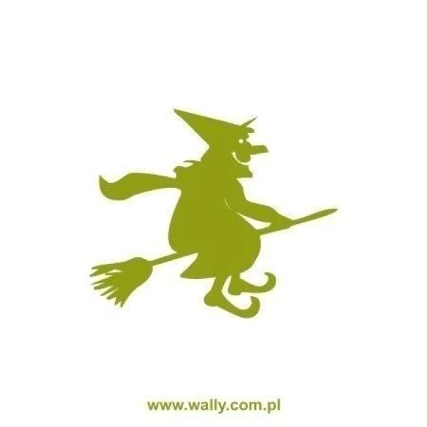 Witch painting template 1529, cheerful character on a broom, perfect for brightening up a child\'s room in pastels.