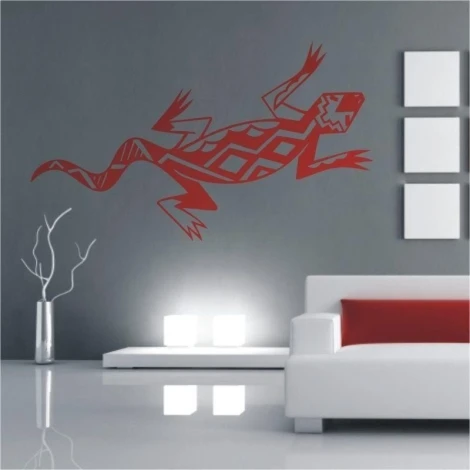 Indian painting template 1501 in a modern living room, adding character with its bold red color.