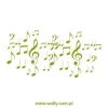 Energetic green music note wallpaper template, perfect for a child\'s room or creative space.