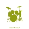 Stylish olive green drum painting template, perfect for a modern music room.