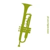 Elegant trumpet in a vibrant green shade, perfect for modern decor in a music room.