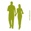 A loving couple in minimalist green art, perfect for a romantic interior, creating a cozy atmosphere.