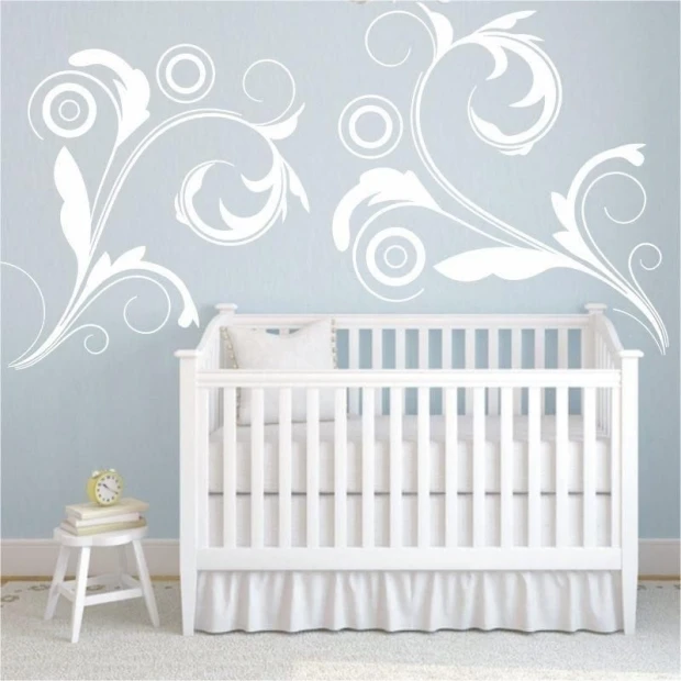 Delicate floral painting template 0793 in white, elegant patterns, perfect for a cozy room.