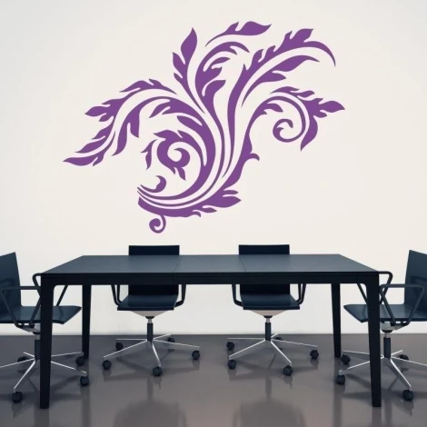Elegant floral painting template 1682 in a vibrant shade of purple, perfect for modern offices.