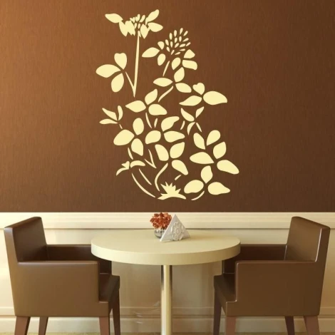 Floral painting template 1690 in an elegant arrangement above a table in a modern dining room, adding charm.