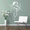 Charming cupid in white line, perfect for a romantic interior in mint shades.
