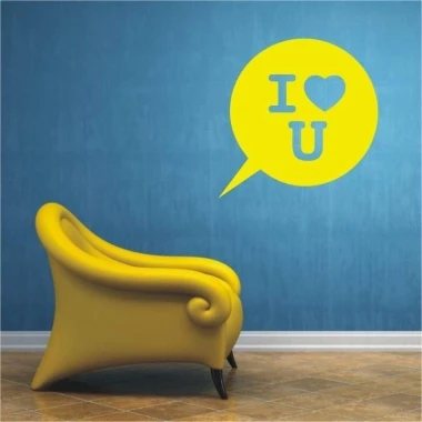Love sticker 1655 in vibrant yellow, perfect for a modern living room, adding joy and energy.