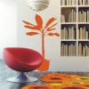 Stylish plant sticker in vibrant orange, perfect for a modern living room, add a pop of color.