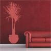 Potted plant sticker 1666 in a stylish red living room with an elegant sofa, adds character.