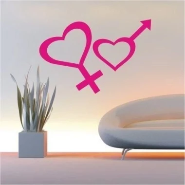 Colorful heart sticker 1648 in a modern living room, adding energy and unique character.