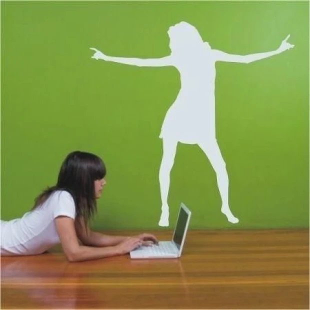 Dancing woman sticker in an energetic style, perfect for a modern youth room.
