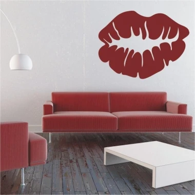 Stylish lip-shaped sticker in deep red, perfectly matching modern decor.