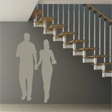 A romantic couple in a soft gray hue, perfect for a modern interior wall, adding a touch of romance.