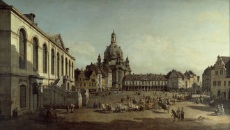 Reproduction View Of The Neumarkt In Dresden From The Juedenhofe, Canaletto, Bernardo Bellotto