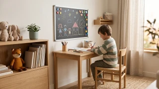 A magnetic board above a child's desk – an accessory that stimulates the imagination. How to use it?
