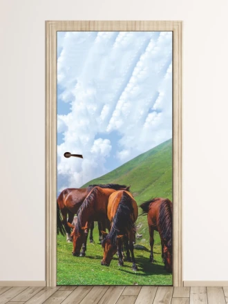 Wallpaper For Doors For Doors Herd Of Horses Fp 6186