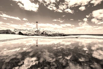 Wallpaper Lighthouse Wall Reflected In Water Fp 4439