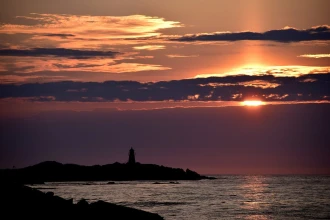 Wallpaper Sun Setting Over The Lighthouse Fp 4592