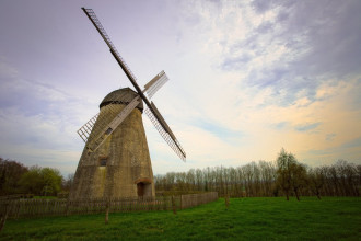 Wallpaper windmill with wooden elements fp 5943