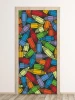 Wallpaper Sticker For Door Colorful Crayons Fp 6309