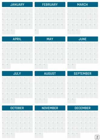 One-Year Annual Dry Erase Calendar, English Version 376