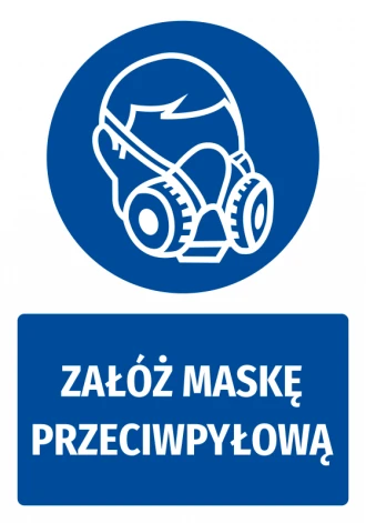 Mandatory Safety Sign Information Sticker Put On A Dust Mask